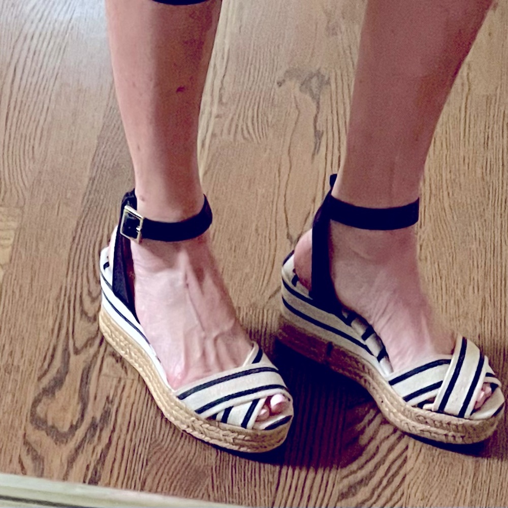 Tory Burch Blue and White Espadrilles